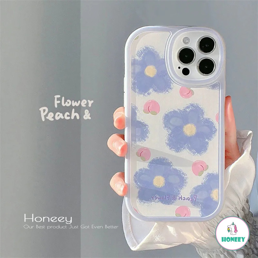 IPHONE Fashion Biru Musim Panas Floral Phone Case Untuk Iphone14 13 11 12 Pro Max Xs7 8 Plus X XR Round Edge Cute Flower Lembut Silicon Shockproof Cover