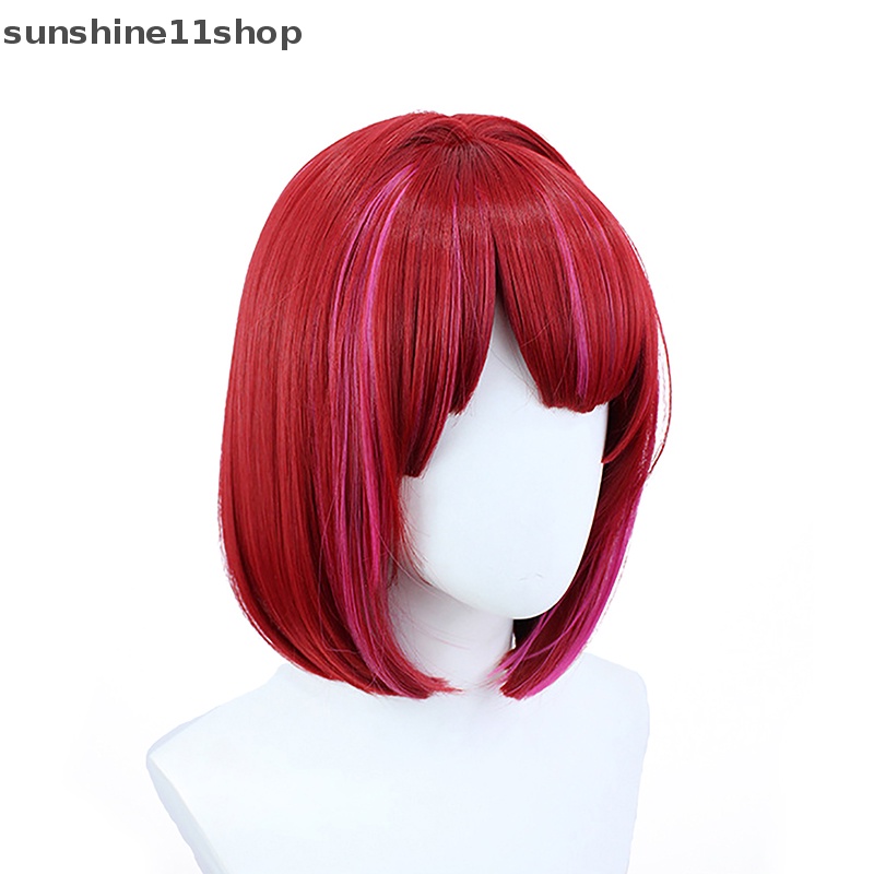 Sho 1Pc Arima Kana Cosplay Wig Oshi No Ko 33cm Pendek Bobo Wig Merah Campur Pink Wig Hea N