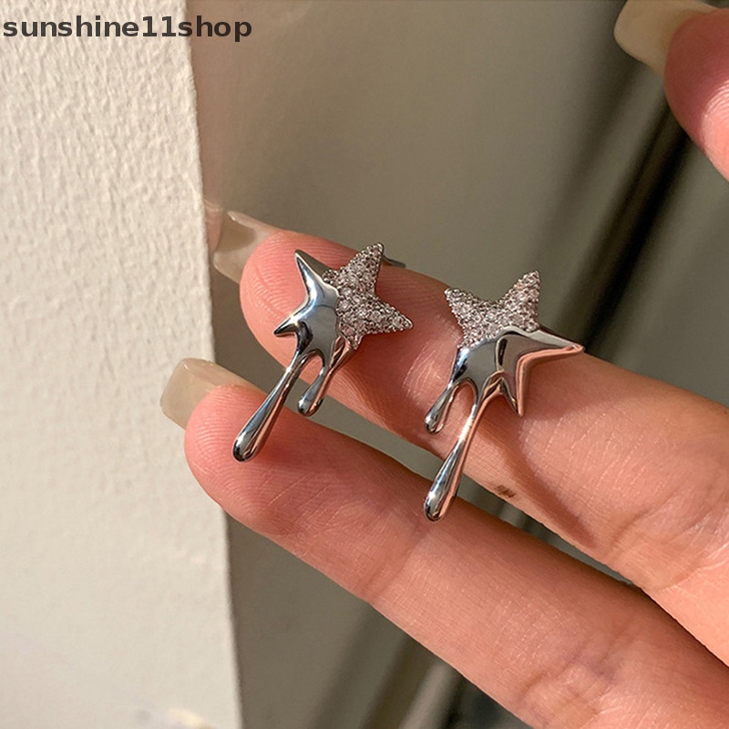 Sho Fashion Anting Stud Zircon Lava Bintang Desain Trendi Temperamen Korea Anting Kepribadian Sederhana Untuk Perhiasan Wanita N