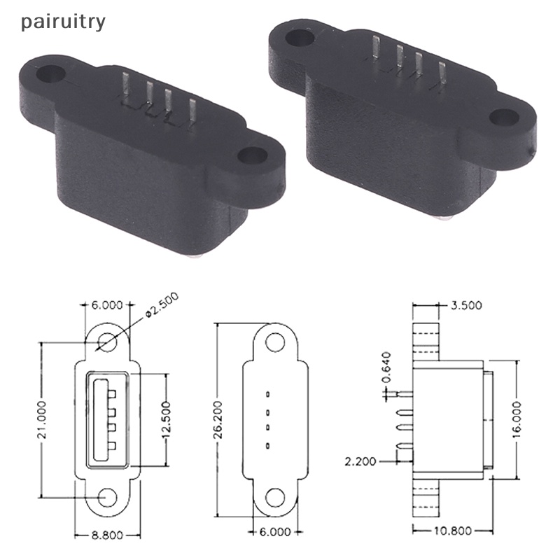 Prt 5Pcs Tahan Air USB 2.0 Charging Data Tail Plug-in 4pin USB Interface Port USB2.0 Konektor Plug Jack Socket PCB Dock PRT