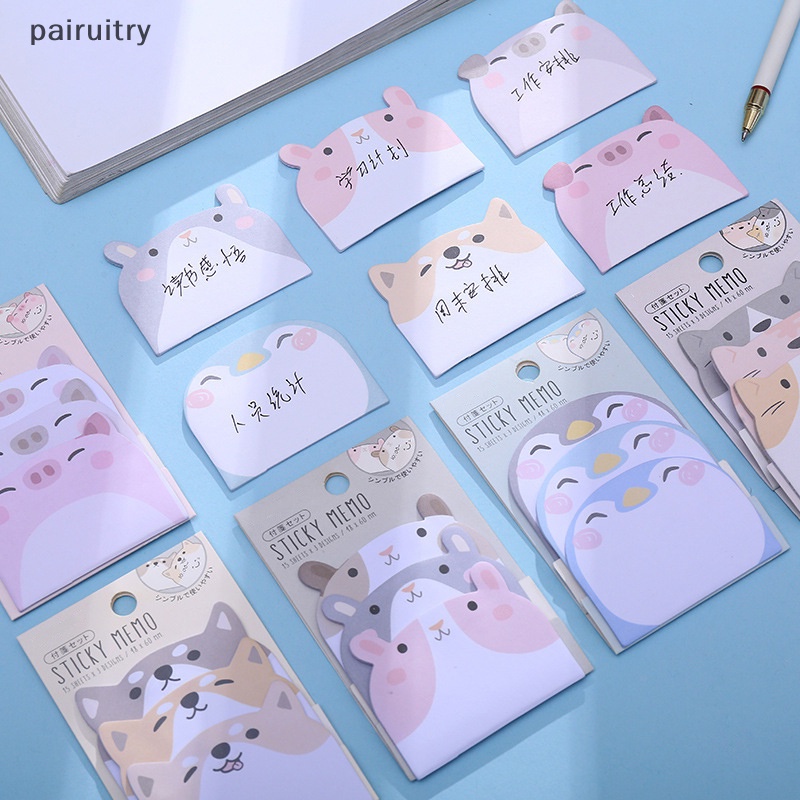 Prt 1set Kartun Kawaii Animals Party 3lapisan Sticky Notes Memo Pad To Do List Planner Stiker Notepad Dekorasi Kantor Alat Tulis PRT