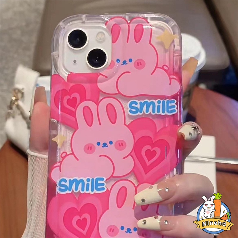 Redmi 12C A1 A1+10C 10A 10 9 9A 9C 9T Note11 11s 10 10s 9 9s Pro Xiaomi 11 Lite Poco X3 Pro Cute Heart Love Rabbit Phone Case Bening Shockproof Airbag Menebal Lembut Silikon Case