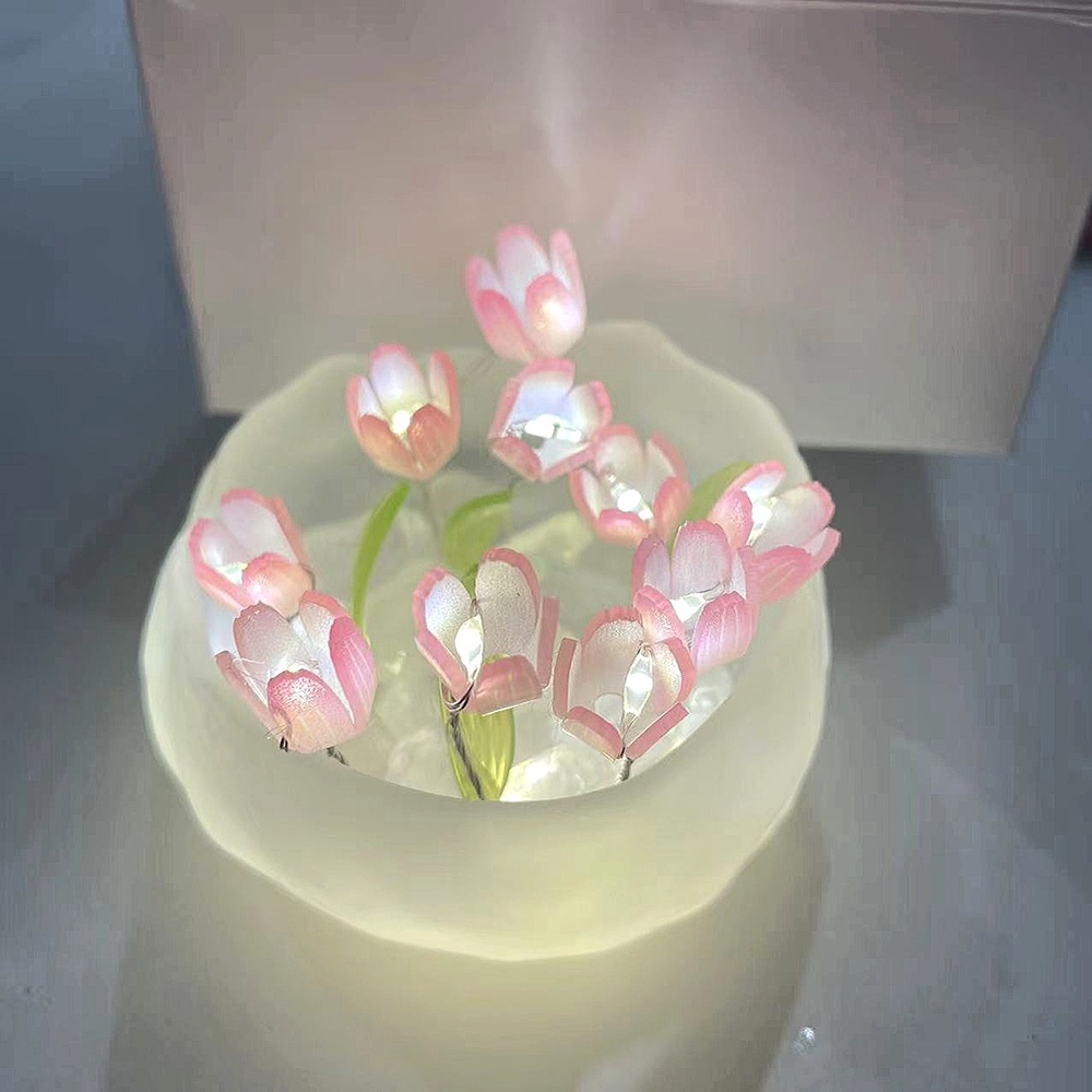 Lampu Malam Tulip Romantis DIY Untuk Kamar Tidur Dekorasi Rumah Tulip Night Light Sebagai Hadiah Hari Valentine 5*8cm