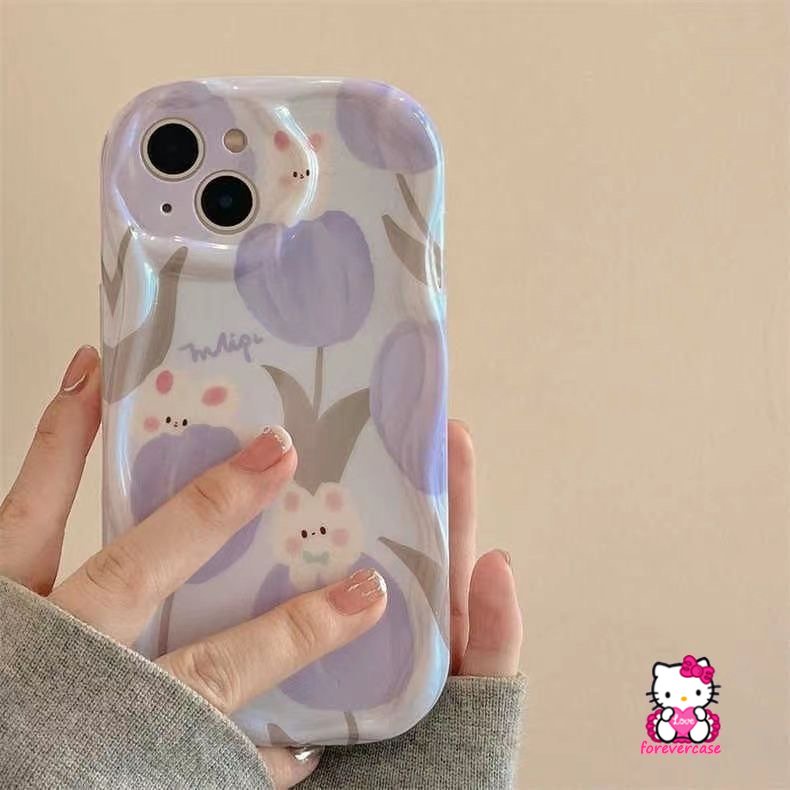 Flowers Case Untuk Vivo Y36 Y35 Y21 Y16 Y30 Y22 Y12 Y33s Y15 Y15A Y22s Y21s Y02 Y11 Y17 Y51A Y31 Y95 Y91 Y51 Y12s Y91C Y20 Y15s Y12i Y20i Beruang Lucu Stripe 3D Wavy Curved Edge Case