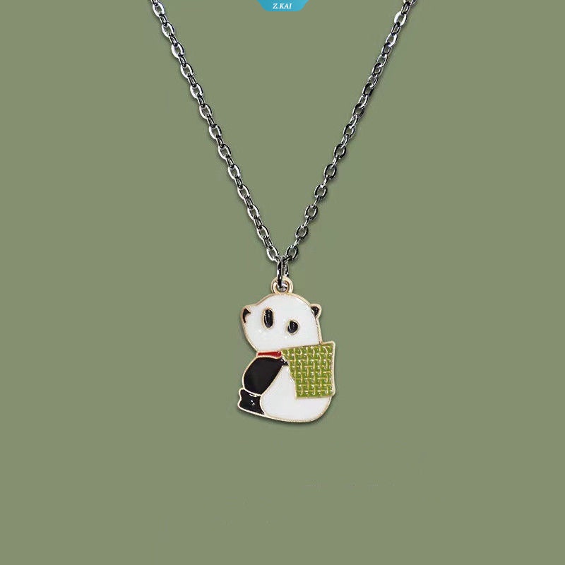 Fashion Kartun Panda The Fighting Panda Dengan Keranjang Bambu Kalung Lucu Olahraga Menyenangkan Panda Liontin Choker Untuk Hadiah Ulang Tahun Anak [ZK]