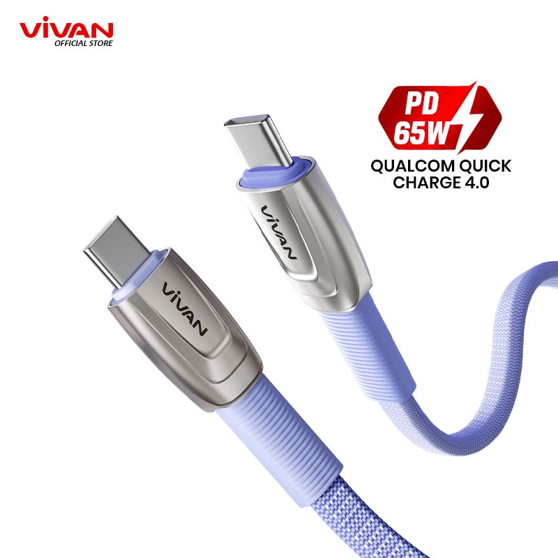 VIVAN Kabel Data PD BTK-CC / Charger USB Tipe-C 65W QC4.0 3.0 Fast Charging - Garansi 1 Tahun