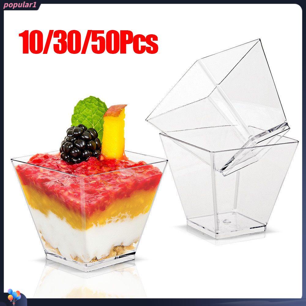 Populer 60ml 10/30 /50pcs Dessert Cup DIY Bakeware Wadah Trapesium Perlengkapan Pesta Mousses