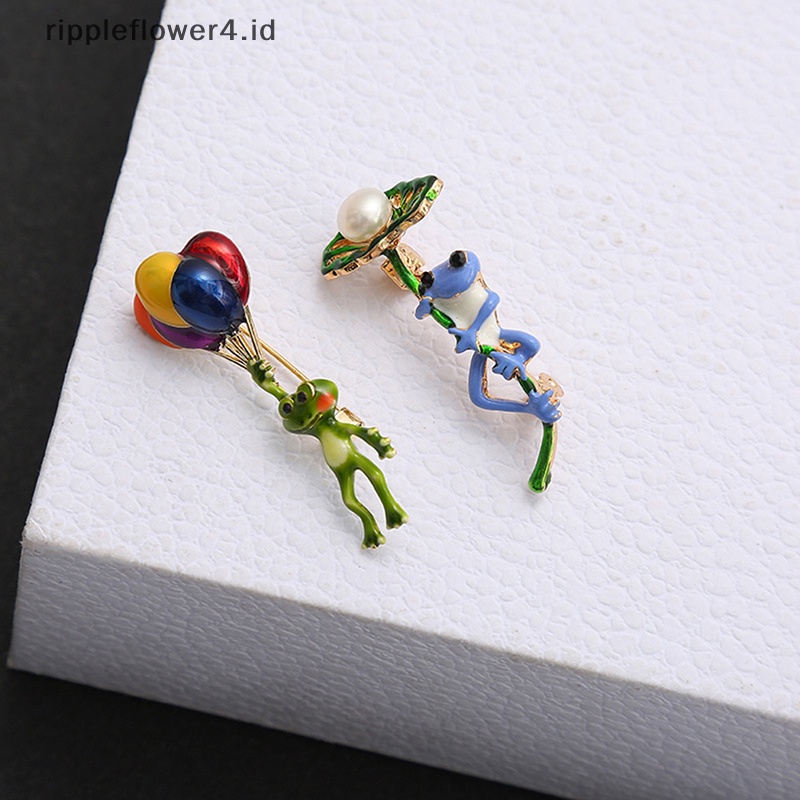 {rippleflower4.id} Kodok Hidup Memegang Balon Warna-Warni Bersepeda Katak Bros Hewan Kecil Bros~