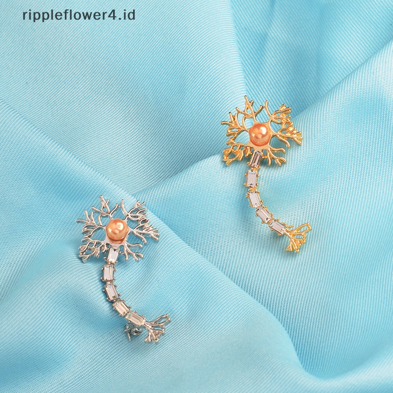 {rippleflower4.id} Pin Enamel Dengan Mutiara Dan Kristal Brain Neure Cell Badge Lapel Bros Jewelry~