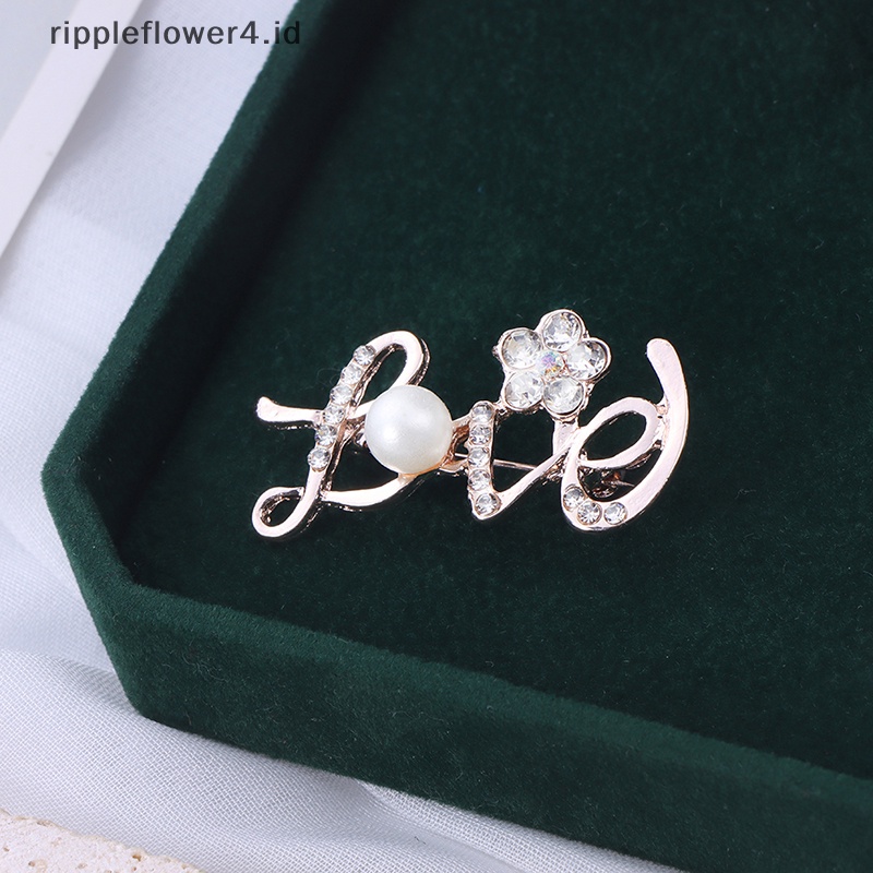 {rippleflower4.id} Bros Cinta Berlian Imitasi Untuk Wanita Surat Pesta Kantor Bros Pin Aksesoris Perhiasan Lucu Valene Hadiah Hari~