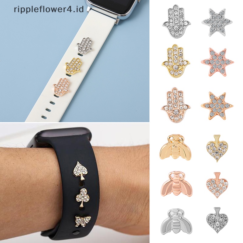 {rippleflower4.id} Kreatif Watch Band Ornamen Bros Wristbelt Cincin Hias Tali Paku Studs~