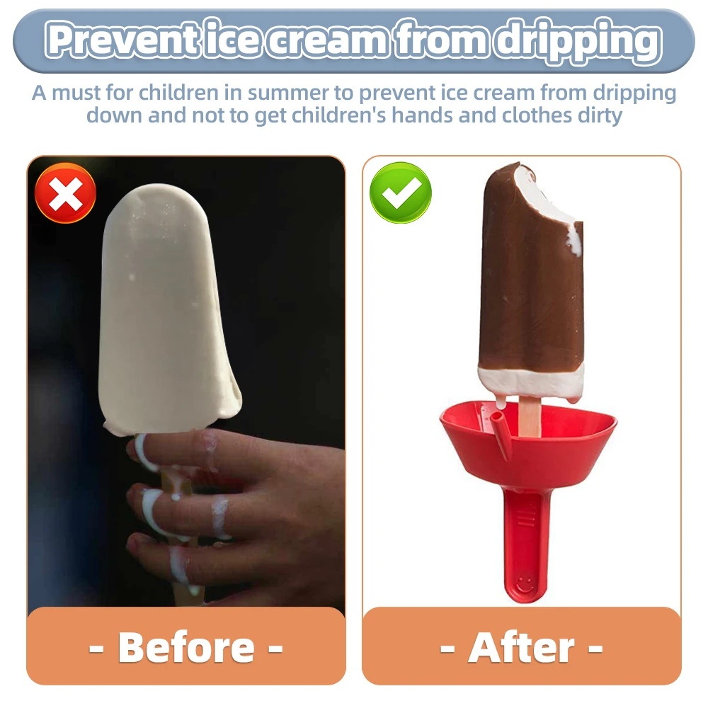 Drip-proof Handheld Ice Cream Holders/Rak Es Loli Anti-Tetes Dengan Sedotan Untuk Anak/Portable Spill Proof Ice Guard Holder Pop/No Drop Frozen Treatments Popsicles Rack Tray