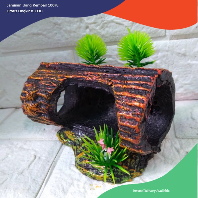 Ornamen kayu berlubang, Dekorasi aquarium kayu tempat sembunyi ikan dan lobster, hiasan aquarium kay