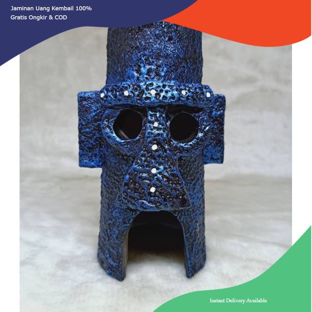 dekorasi aquarium rumah squitward, rumah squitward aquarium, rumah squitward fiber, dekorasi fiber a