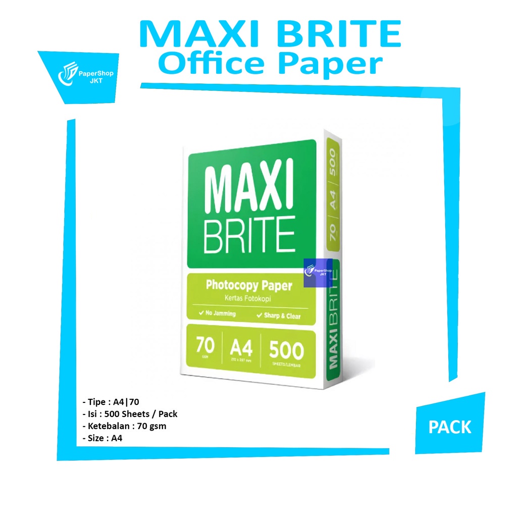 

Maxi Brite - Paper Print A4 70g Kertas Fotokopi - Rim