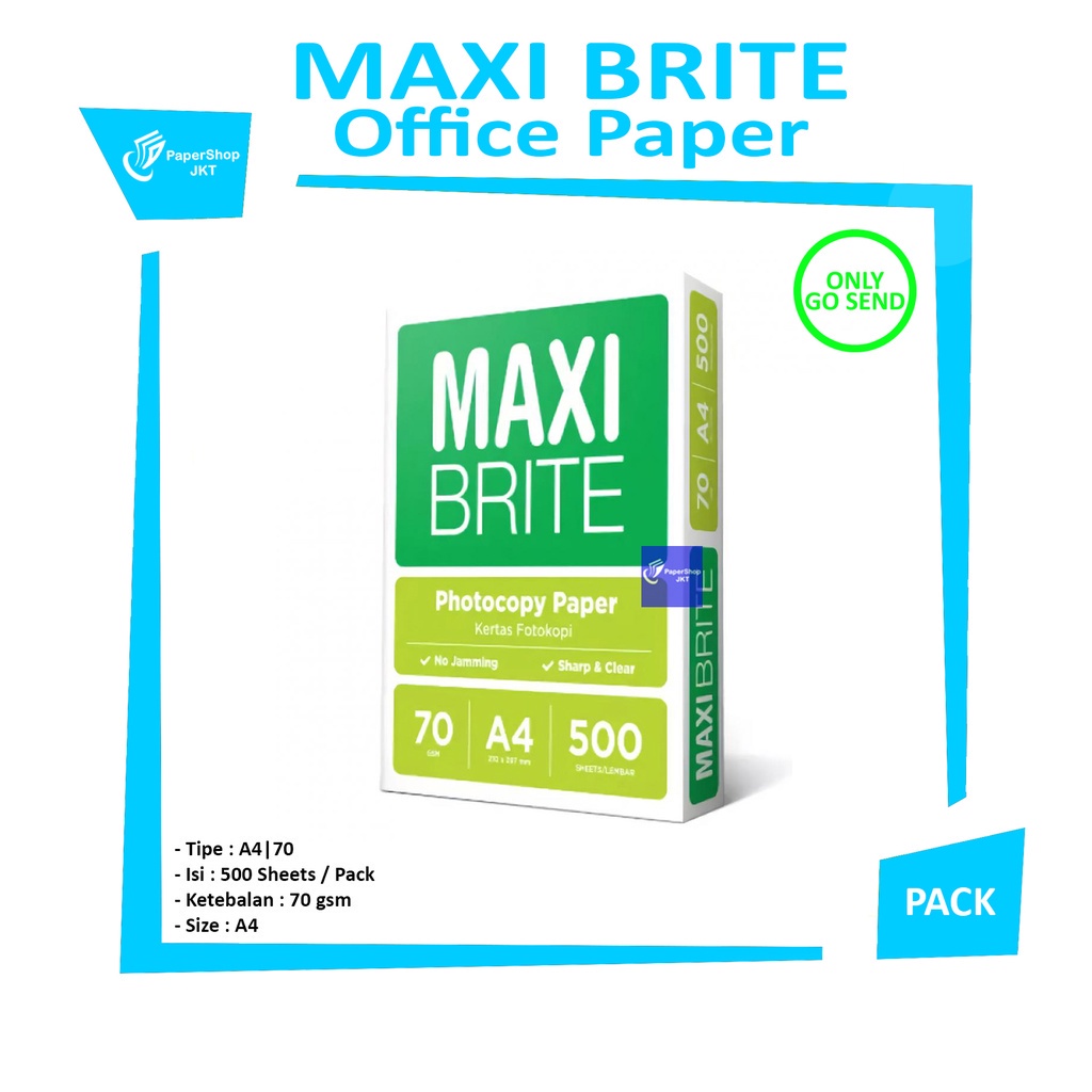 

Maxi Brite - Kertas Fotokopi A4 70g Paper Print - Rim