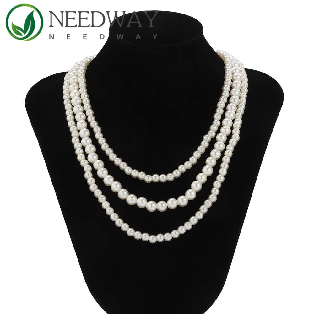 Needway   Kalung Mutiara Trendi Kreatif Perhiasan Pria Perhiasan Pesta Kepribadian Gentleman Style Stacking Neckchain