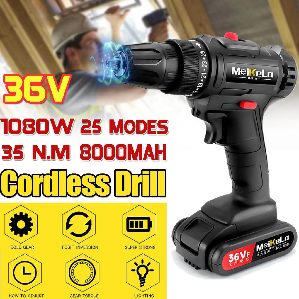 AKN88 -MEIKELA Cordless Electric Screwdriver Impact Drill - Obeng Bor Listrik