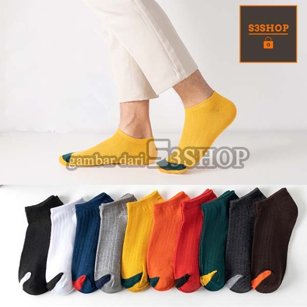 Kaos Kaki Pendek Full Color Hidden Invisible Socks Kasual Pria Wanita