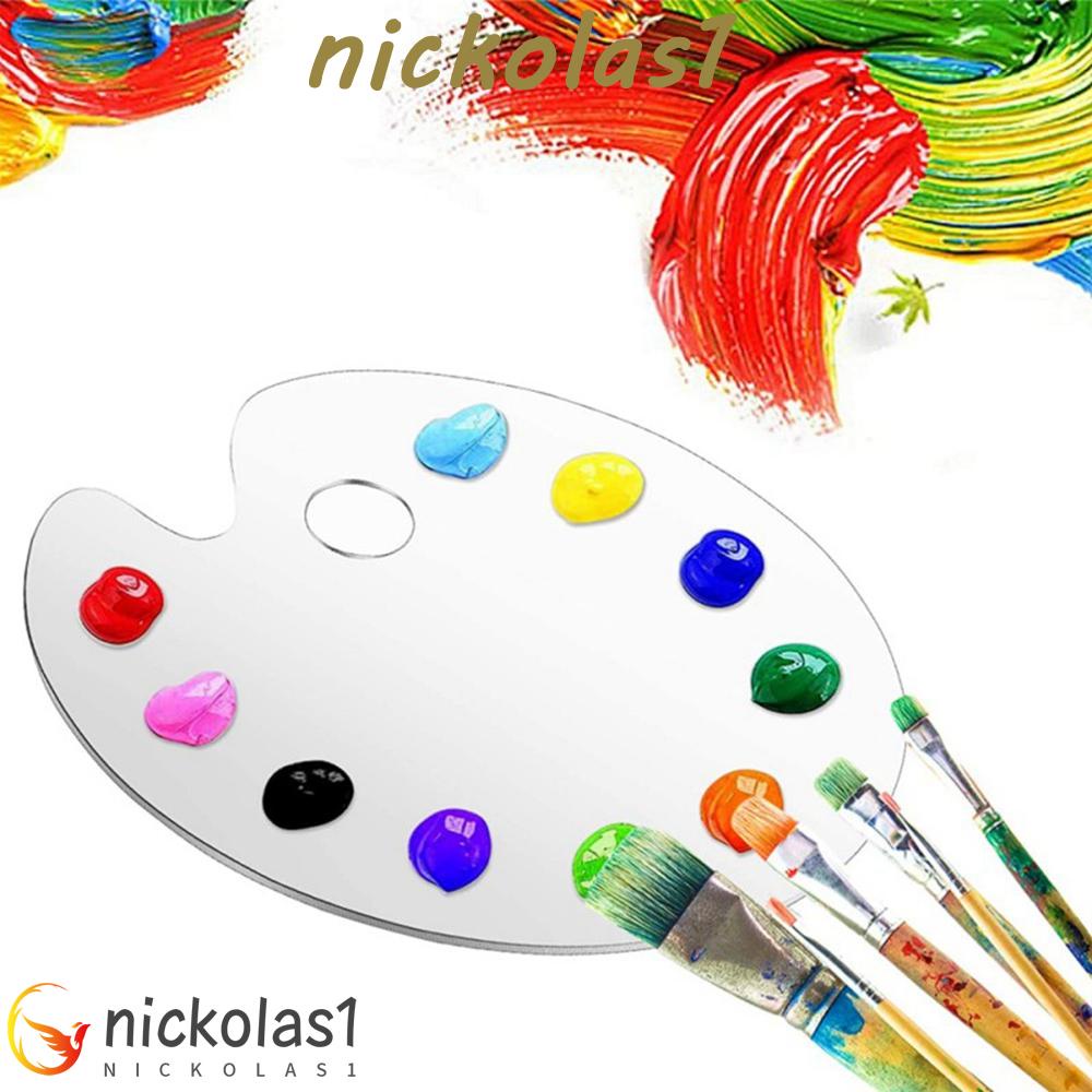 Nickolas1 Palet Oval Anti Lengket Seni Lukisan Minyak Menggambar Perlengkapan Dicat Tangan Palet Pigmen Guas