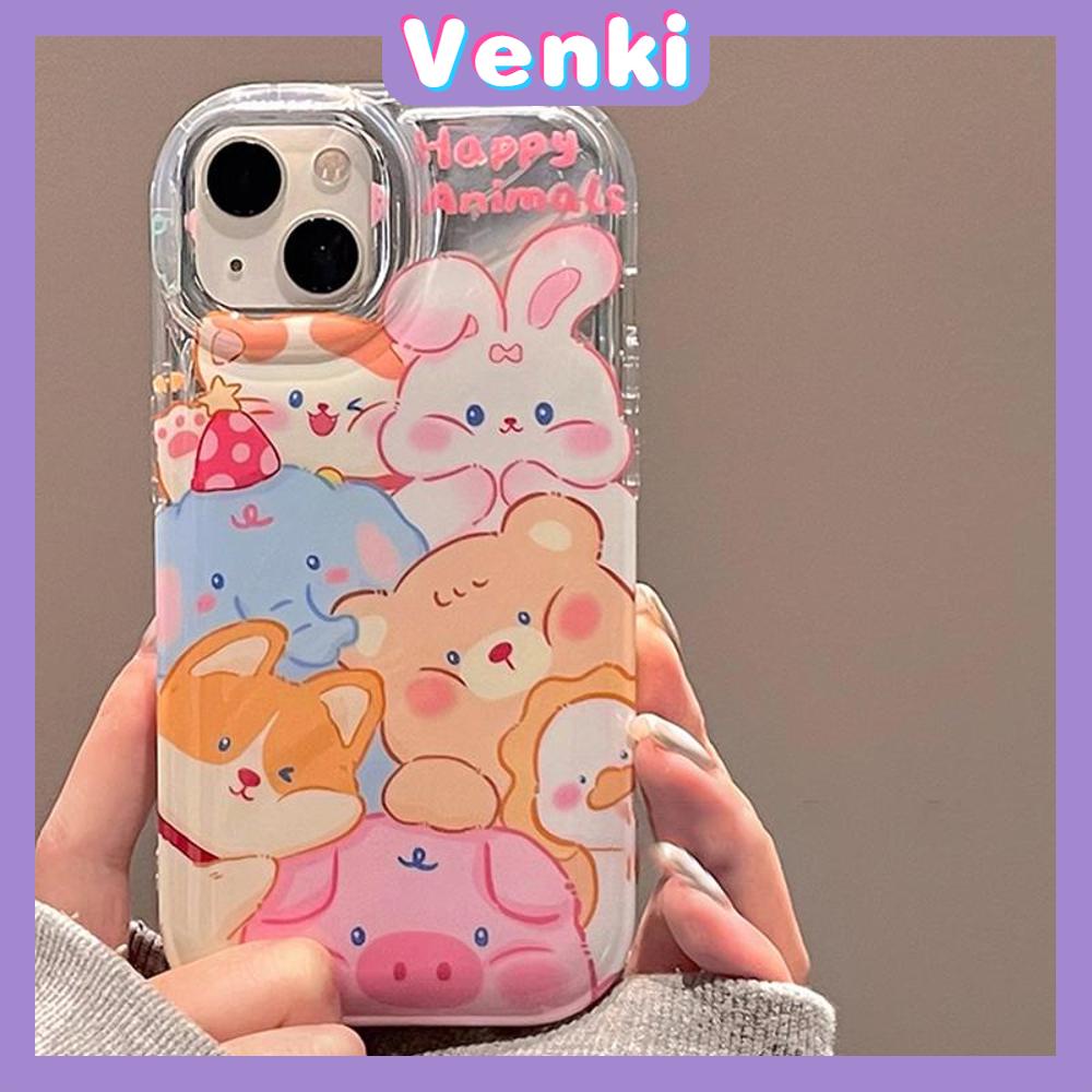 VENK I- Untuk iPhone 11 iPhone Case Laser Reflektif Bening Phone Case TPU Soft Shockproof Airbag Phone Case Lucu Kartun Kompatibel dengan iPhone 14 13 Pro max 12 Pro Max XR XR 7 8Plus