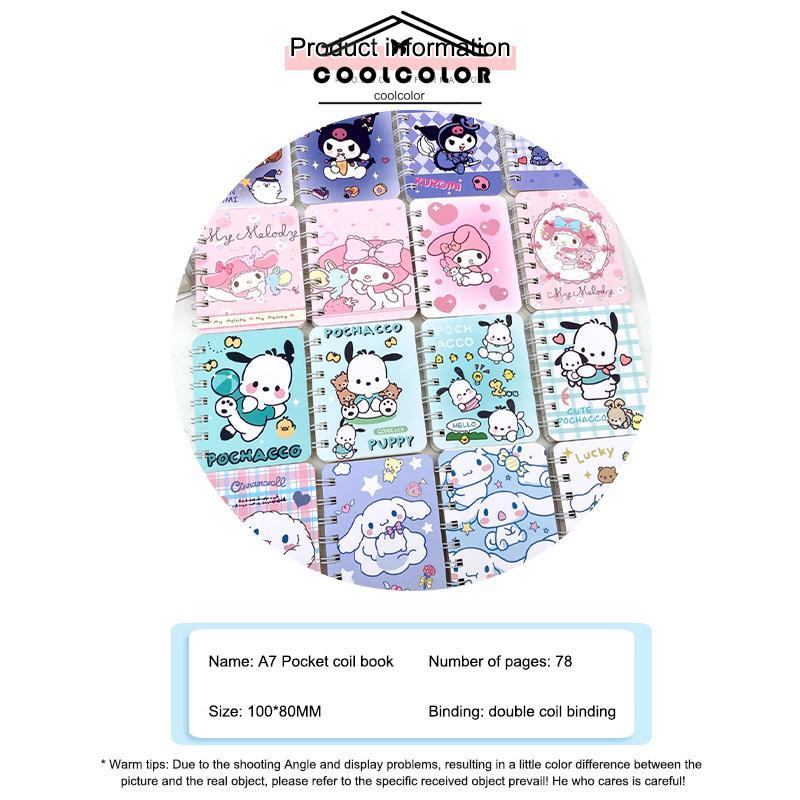 COD❤️A7 Cute Mini Coil Notebook Kartun Kuromi Girly Notepad Portable Portable Small Diary- cl