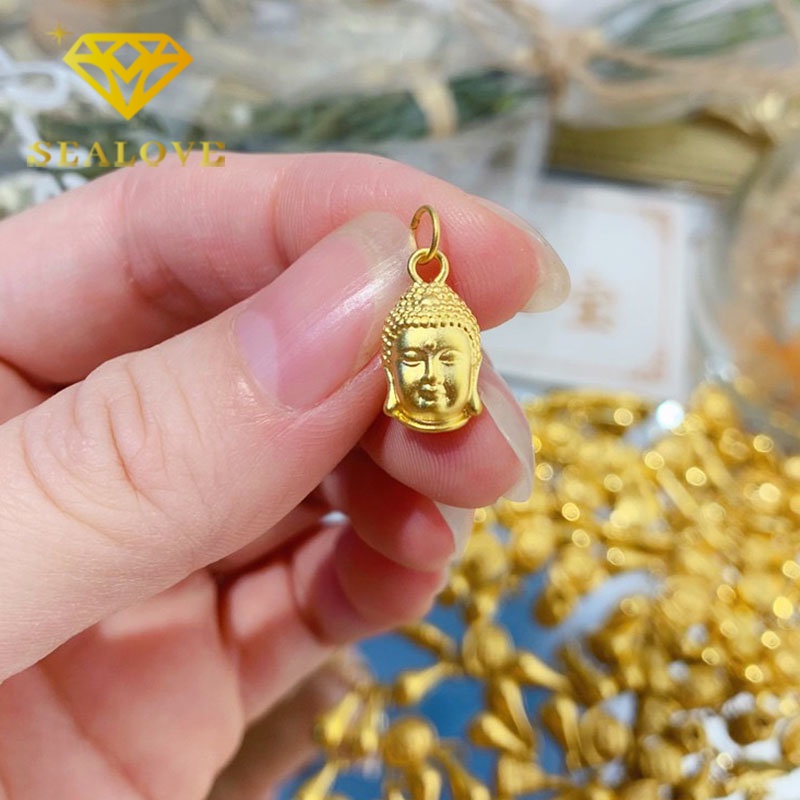 Kalung Titanium Wanita Anti Karat Asli Buddha Keberuntungan Emas 18K Anti Luntur Aksesoris Perhiasan