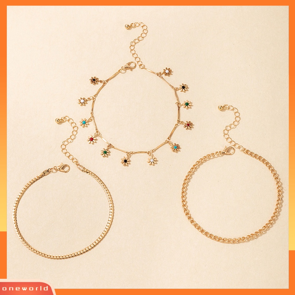 [WOD] 3pcs /Set Gelang Kaki Wanita Warna-Warni Paduan Indah Semua Pertandingan Gelang Kaki Rantai Untuk Pantai