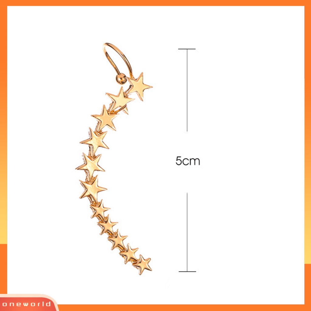 [WOD] 1pc Klip Anting Bintang Berujung Lima Anti-Alergi Wanita Ringan Semua Pertandingan Telinga Manset Perhiasan Aksesoris
