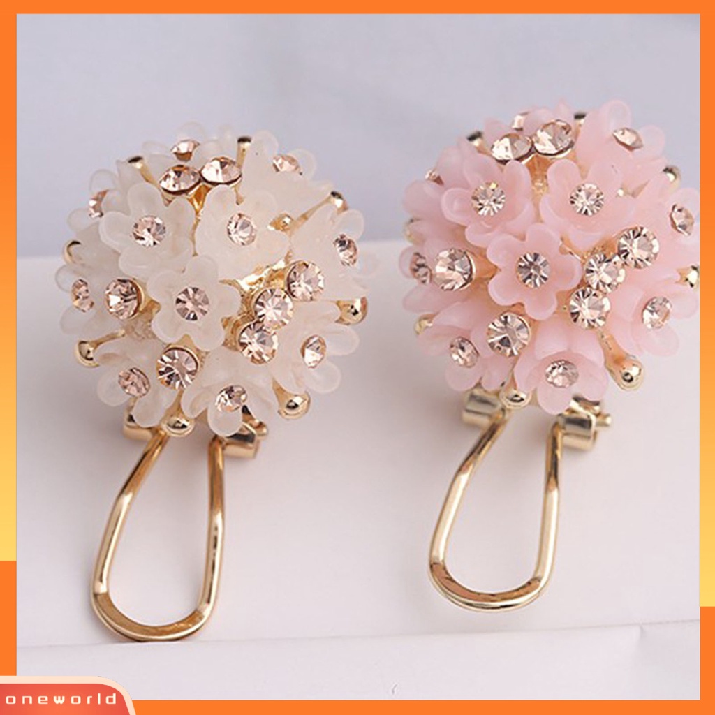 [WOD] 1pasang Anting Anti Luntur Kompak Resin Kuat Konstruksi Bola Bunga Wanita Anting Perlengkapan Pesta