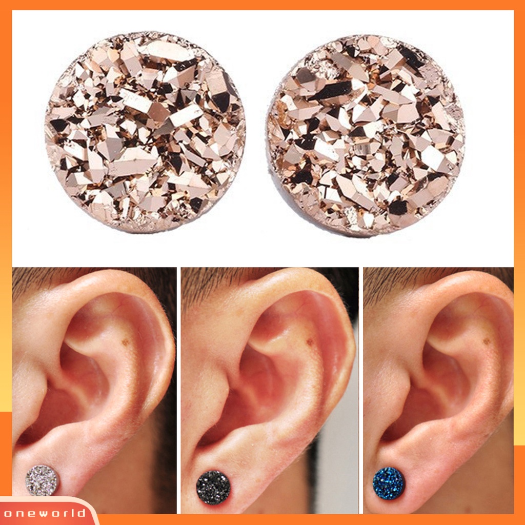 [WOD] 1pasang Klip Telinga Shiny Non-piercing Tanpa Sakit Geometris Electroplating Fashion Wanita Pria ic Stud Earrings Perhiasan Hadiah Untuk Pakaian Sehari-Hari