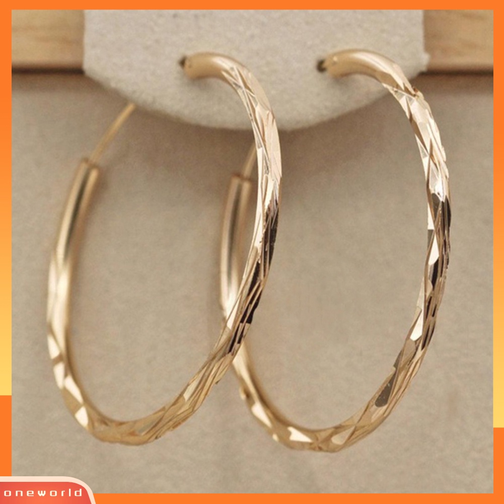 [WOD] Fashion Wanita Besar Cembung Lingkaran Pernyataan Hoop Earrings Perhiasan Pesta Malam