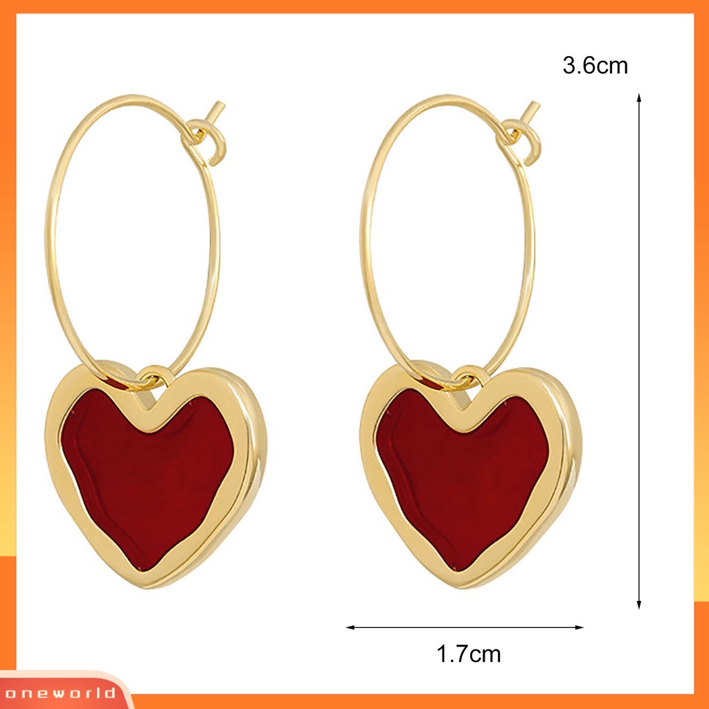 [WOD] Ear Studs Wine Red Heart All Match Wanita Gaya Korea Anting Halus Untuk Tanggal