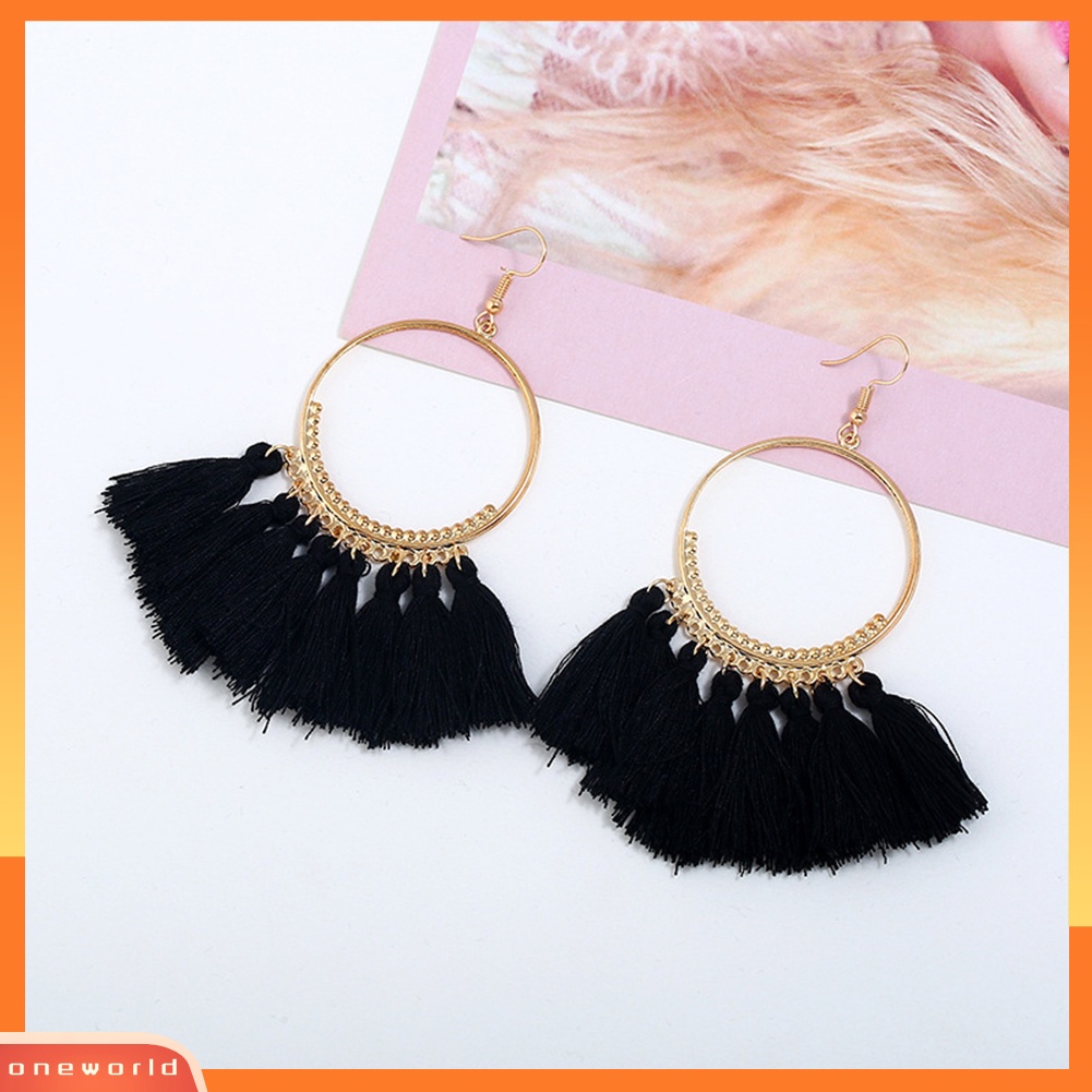 [WOD] Bohemia Wanita Besar Cincin Drop Menjuntai Jumbai Anting Ear Hook Pesta Perhiasan Hadiah