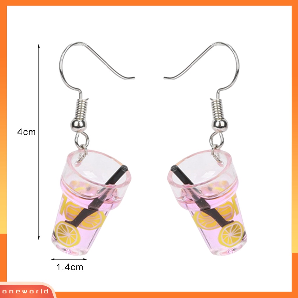 [WOD] 1pasang Drop Earrings Bentuk Indah Tahan Air Anting Resin Minum Jus Botol Liontin Telinga Perhiasan Hadiah Ulang Tahun