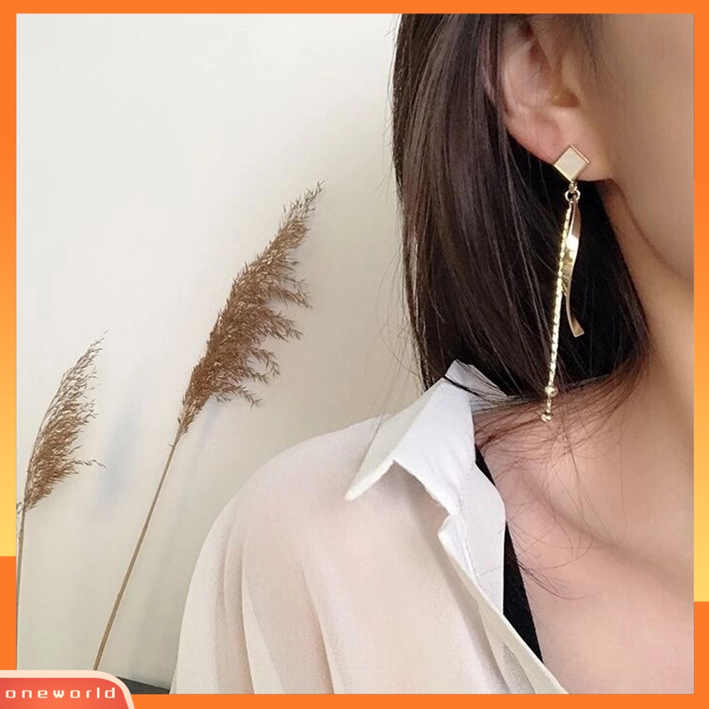 [WOD] 1pasang Wanita Linear Earrings Indah High-end Dipoles Panjang Rumbai Menjuntai Anting Perhiasan Perempuan