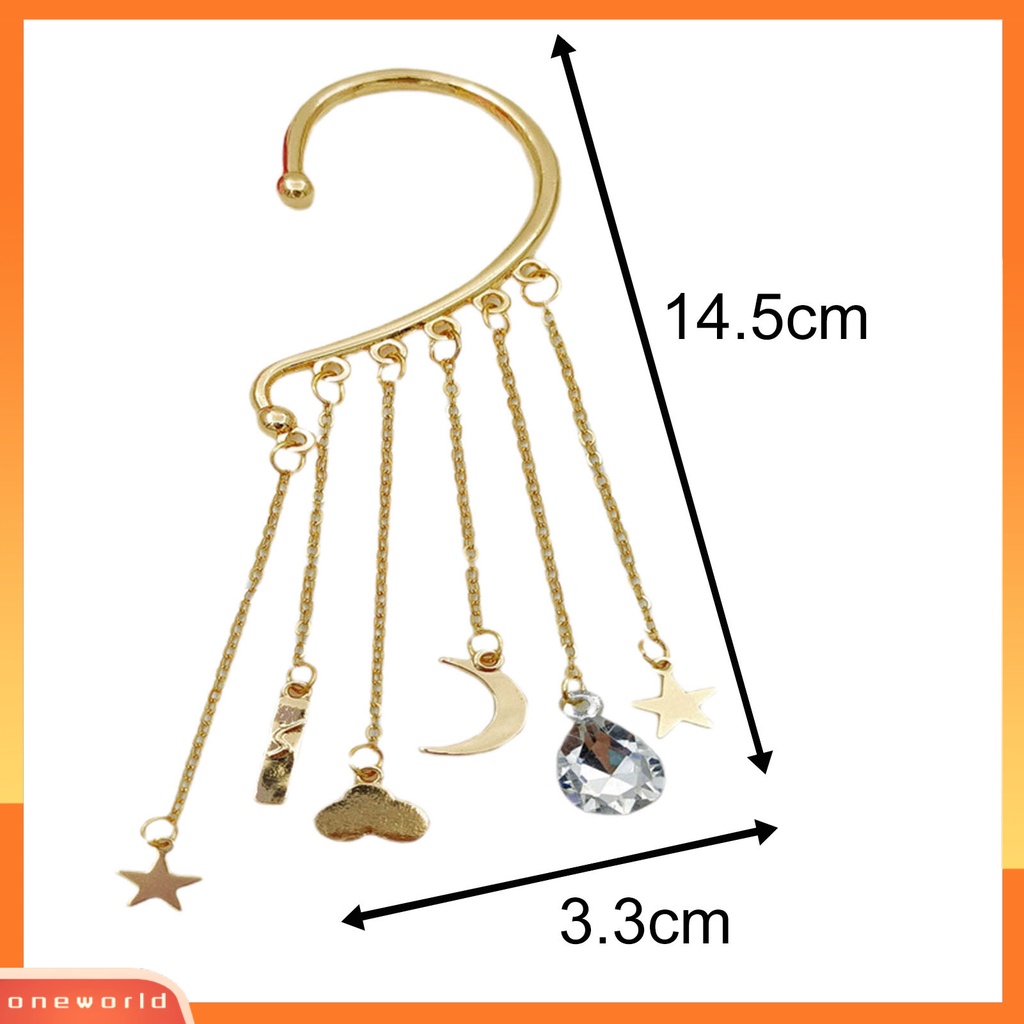 [WOD] 1pc Manset Telinga Rumbai Panjang Wanita Semua Cocok Liontin Tanpa Tindik Klip Anting Untuk Pacaran