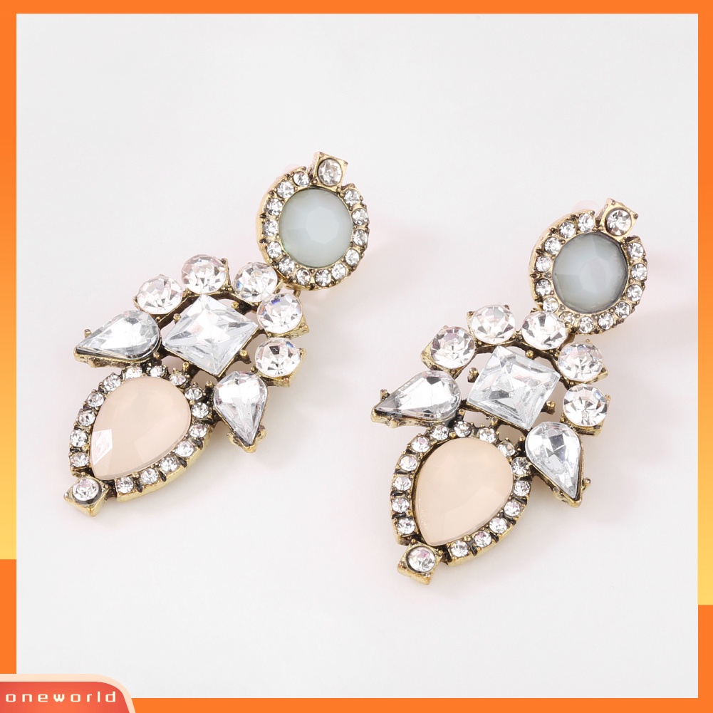 [WOD] Wanita Fashion Indah Pesona Berlian Imitasi Mengkilap Bunga Menjuntai Ear Stud Earrings