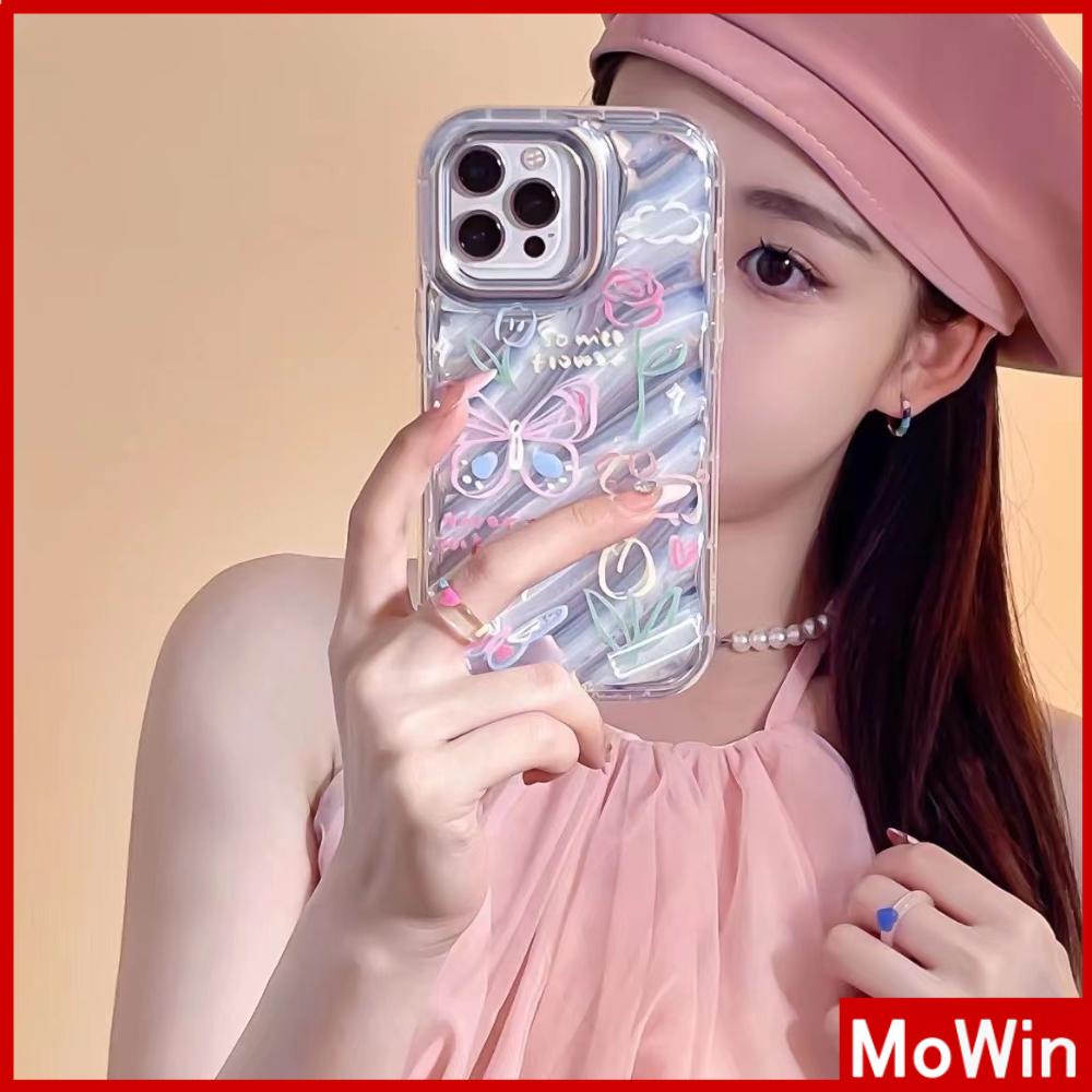 Case iPhone 14 Pro Max iPhone Case Laser Reflektif Bening Case TPU Soft Case Airbag Tahan Guncangan Bunga Kupu-kupu Sederhana Kompatibel dengan iPhone 13 Pro Max 12 Pro Max 11 Xr X Max 7 8