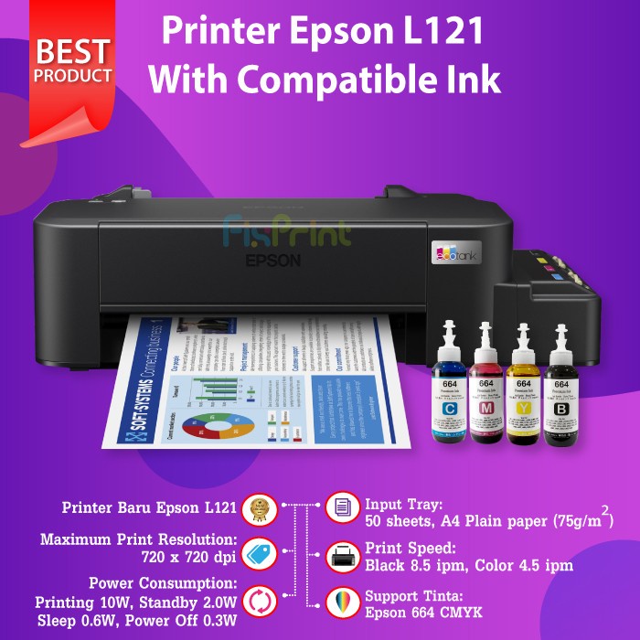 PRINTER EPSON L121 L-121 L 121 PRINTER MURAH A4 PENGANTI L120 RESMI