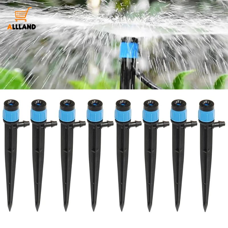 360° Sprinkler Adjustable Irigasi/ Plug-in Scattering Spray Dripper/ Nozzle Penyiram Tanaman Kebun