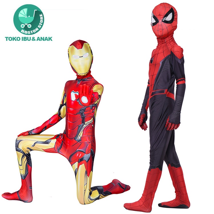 Bostonstore Custom Spiderman Anak Laki-laki / Cosplay spiderman / iron man kostum anak baju superhero Hallowen / Custom Spiderman / Custom Spiderman Anak / Custom Superhero Anak / Custom Halloween Anak / Cosplay Superhero / Custom Iron man