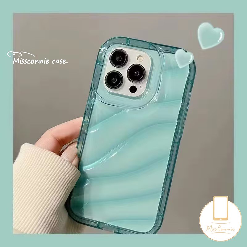 Ins Permen Warna Mewah Sederhana Casing Bening Kompatibel Untuk IPhone 7Plus XR 11 14 13 12 Pro MAX 8Plus 6 6S 7 8 Plus X XS MAX SE 2020terbaru 3D Stereo Kreatif Bergelombang Penutup Tahan Guncangan