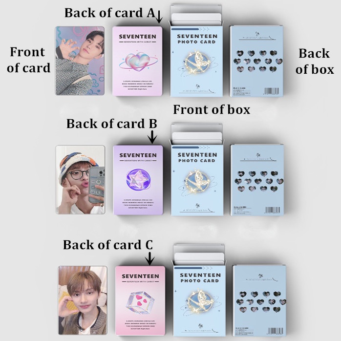 50pcs /box SEVENTEEN Photocards Album Kartu Laser Kpop Postcards