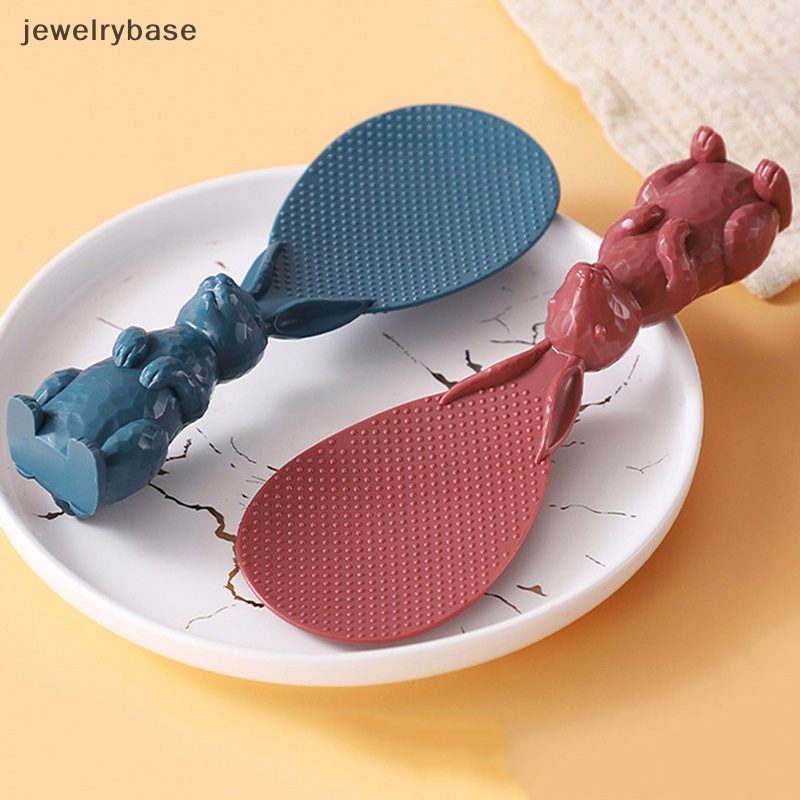 [jewelrybase] 1pc Sendok Plastik Kelinci Kartun Lucu Bisa Berdiri Rumah Sekop Beras Kelinci Butik