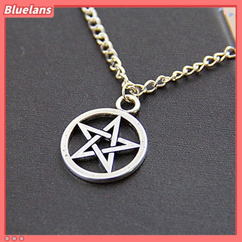 [BLS] 2 Pcs Fashion Unisex Bintang Lingkaran Pentagram Liontin Kalung Pasangan Xmas Hadiah