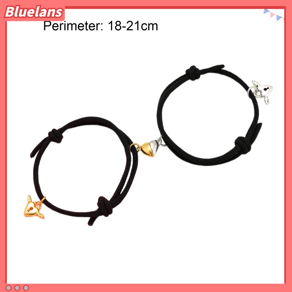 [BLS] 1pasang ic Gelang Nilon Tali Tangan Buatan Tangan Adjustable Electroplating Liontin Tidak Luntur Hias Pecinta Menarik Atraksi Hati Gelang Perhiasan Aksesori
