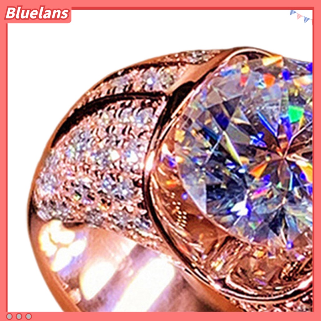 [BLS] Cincin Wanita Temperamen Sederhana Alloy Cubic Zirconia Tertanam Hadiah Ideal Cincin Jari Untuk Pesta