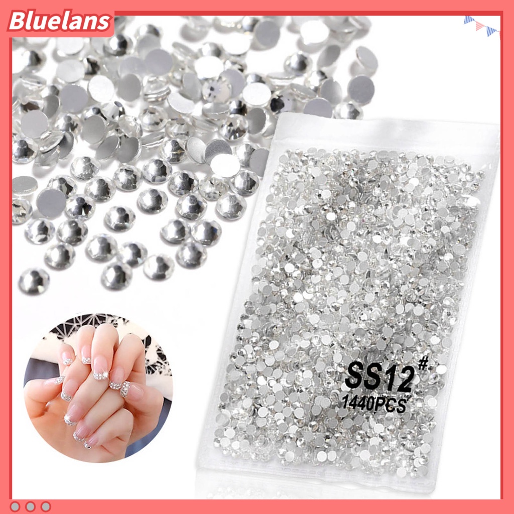 [BLM] 1440pcs Manicure Dekorasi DIY Mudah Di Aplikasikan Kuku Kaca Transparan Berlian Imitasi Flat Bottom Untuk Phone Case