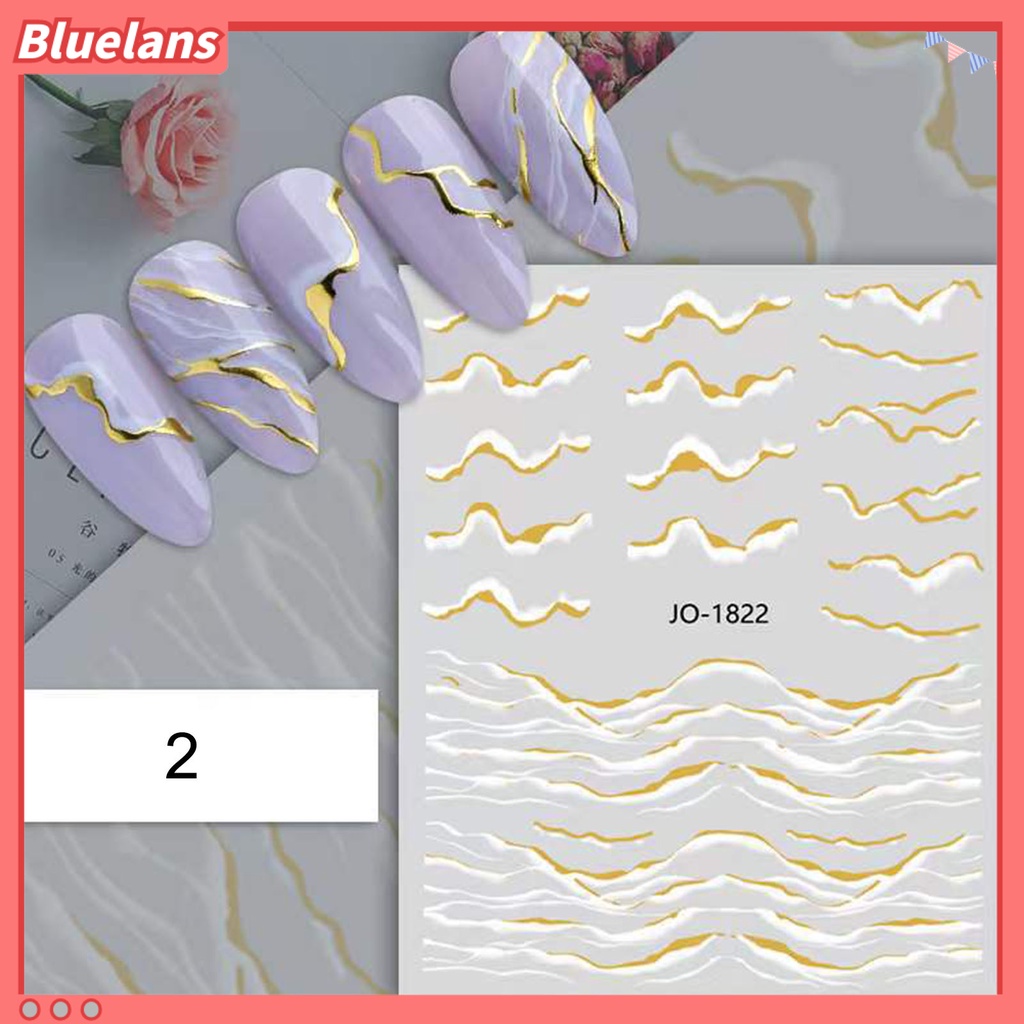 [BLM] Stiker Kuku Indah DIY Ringan Motif Marmer Stiker Kuku Emas Untuk Wanita